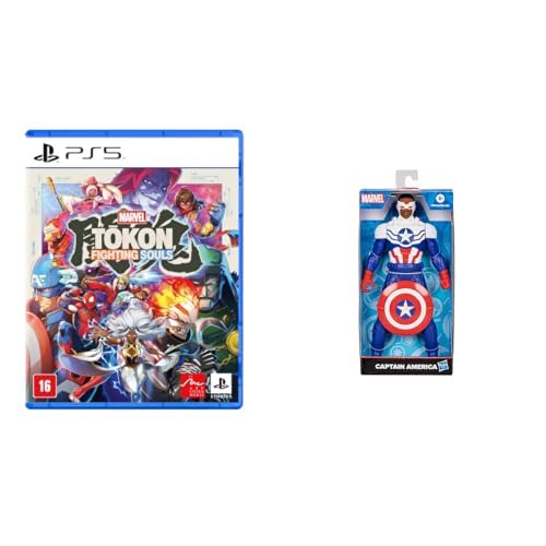 Kit MARVEL Tōkon: Fighting Souls PS5 + Action Figure Capitão América Mighty Hero Series