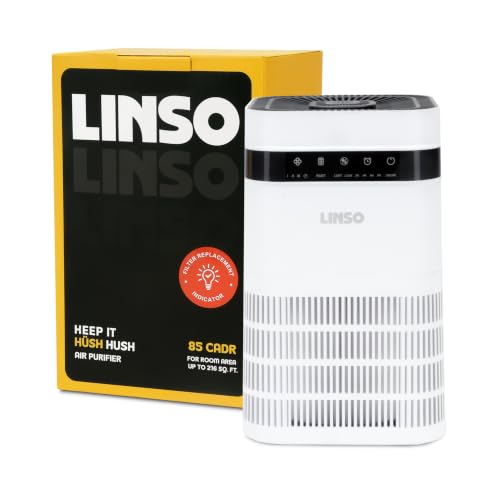 LINSO HUSH HEPA H13 Air Purifier For Bedroom 85 m³/h CADR, covers 216 Sq.Ft | 2-year warranty | Home & office | A UK Based Brand | Aroma diffuser + ch