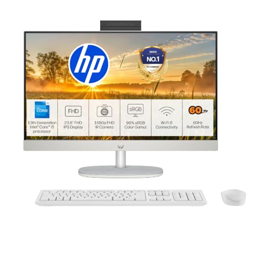 HP All-in-One, 13th Gen Intel Core i5-1334U, 8GB DDR4, 512GB SSD, FHD, 23.8''(60.5cm), Win 11, Office 24, Shell White, 5.26kg, cr0552in, Dual 2 W Spea