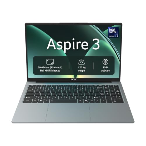 Acer Aspire 3 AI PC Intel Core Ultra 5 115U, 16GB DDR5 RAM/512GB SSD, 15.6" FHD IPS Display, Win 11Home, Steel Grey, 1.72 Kg, A325-55, Backlit Keyboar
