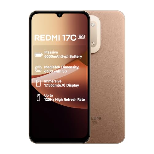 Redmi 17C 5G (4GB + 128GB) Coffee Brew | mAhssive 6000mAh Battery | 33W Fast Charging | MediaTek Dimensity 6300 | 17.53cm(6.9) 120Hz Display | 50MP AI