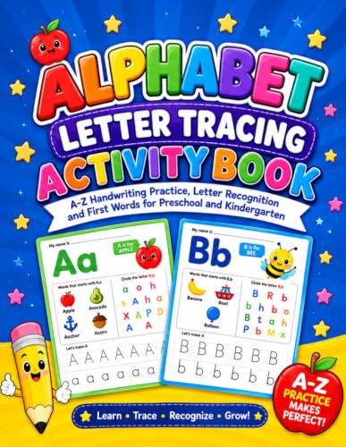 Alphabet Letter Tracing Activity Book — Physical book workbook cover