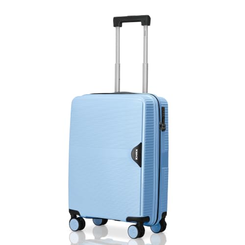 Parabola Cabin Size Light Blue Polypropylene Hard Shell Suitcase - Premium Travel Trolley Bag with 8 Spinner Wheels, Number Lock & Water Resistant Bod