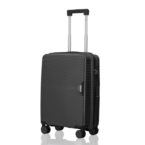Parabola Cabin Size Haileys Black Polypropylene Hard Shell Suitcase - Premium Travel Trolley Bag with 8 Spinner Wheels, Number Lock & Water Resistant 