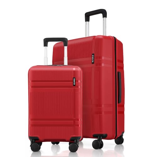 HRX Helium 2-Piece Luggage Set (Cabin + Medium) Red Polypropylene Hard Shell Suitcase Set - Premium Travel Trolley Bags with 8 Spinner Wheels, Number 