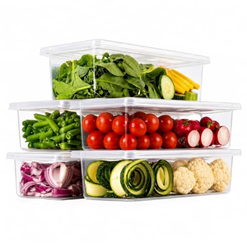 PREMIUM Kitchen Storage Containers Set, Airtight Food Storage Containers for Kitchen & Fridge, Transparent Plastic Storage Boxes with Lids, Stackable 