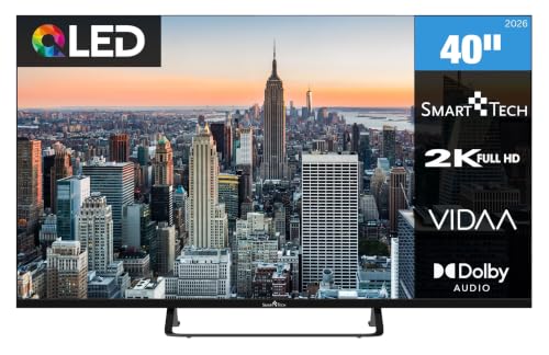 🔥 STARKER PREIS (-28%) Smart Tech 40QV02V QLED Fernseher 40 Zoll VIDAA Smart TV Full HD Auflösung