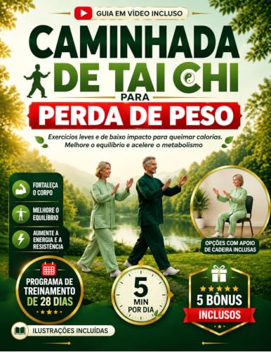 CAMINHADA DE TAI CHI PARA PERDA DE PESO: Exercícios leves e de baixo impacto para queimar calorias. Melhore o equilíbrio e acelere o metabolismo.