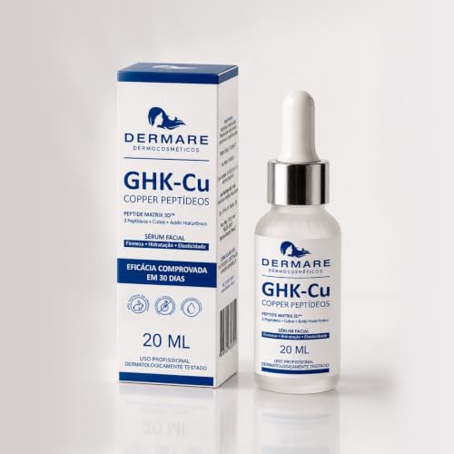 Sérum Facial GHK-Cu 30ml Dermare com Peptídeo de Cobre, Ácido Hialurônico, Pantenol e Vitamina E - Firmeza, Densidade e Hidratação