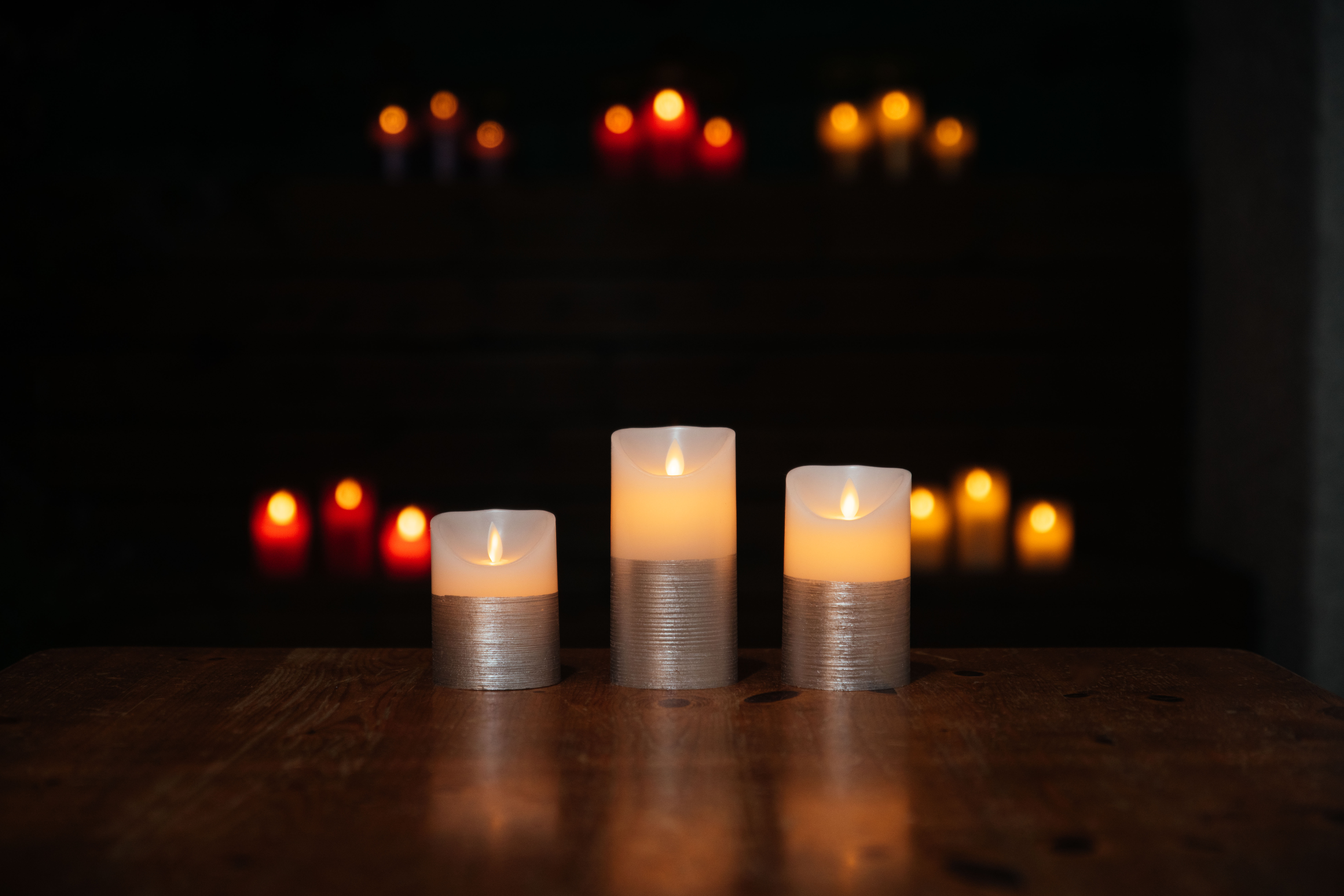 Luminicious Flameless Candles White with Silver Trim