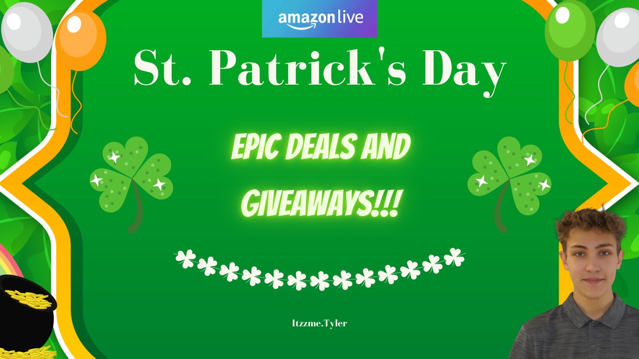 Watch 🍀 EPIC Deals 🍀 Follow to Enter into the Giveaway 🍀 on Amazon Live