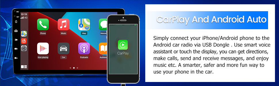 Interface CarPlay et Android Auto sur l'écran de l'autoradio