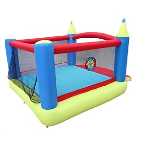 Diagram showing all included components for the BANZAI Inflatable Water Slide Park and Bounce House Combo.
