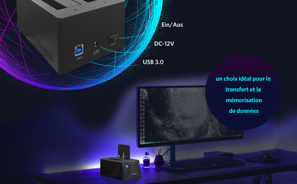 Inateck 2 Baies Station d'accueil USB 3.0 pour Disque Dur SATA de 2,5 /