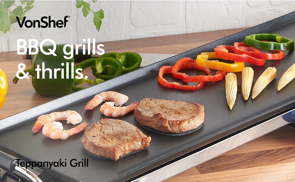 VonShef Electric XXL Teppanyaki Style Barbecue Table Grill Griddle with