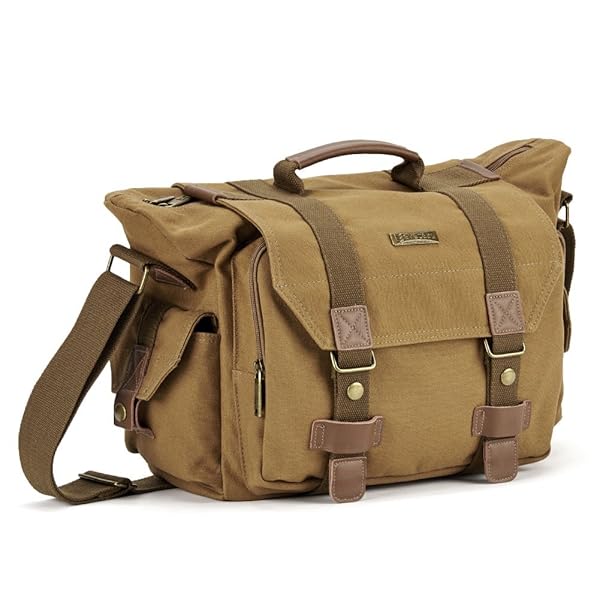 Vintage Canvas Camera Bag, Evecase Large Messenger DSLR Amazon.co.uk