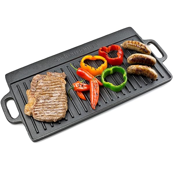 Andrew James Griddle Pan, Reversible Cast Iron Griddle Pan with Non