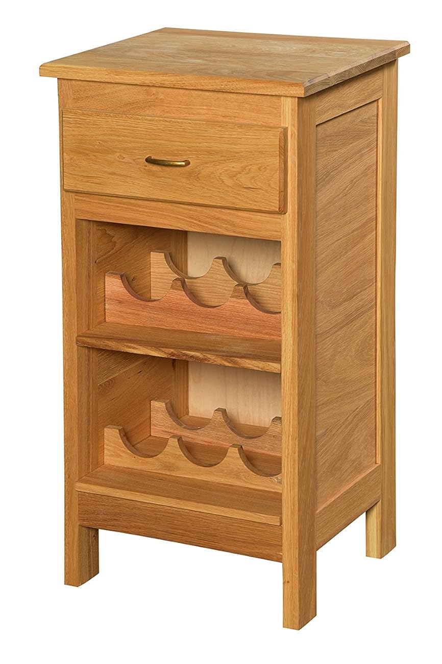 Stehende Weinkommode aus Eiche - 84x47x35cm, braun Massiv-Holz Mit