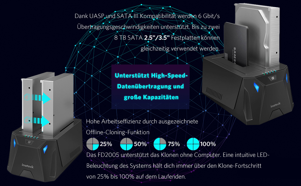 Inateck USB 3.0 zu SATA III Dualschacht Amazon.de Elektronik