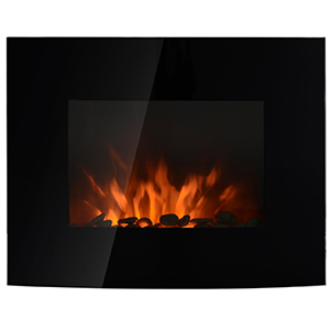 HOMCOM Chimenea Eléctrica tipo Estufa de Pared con Efecto Llamas y Luz