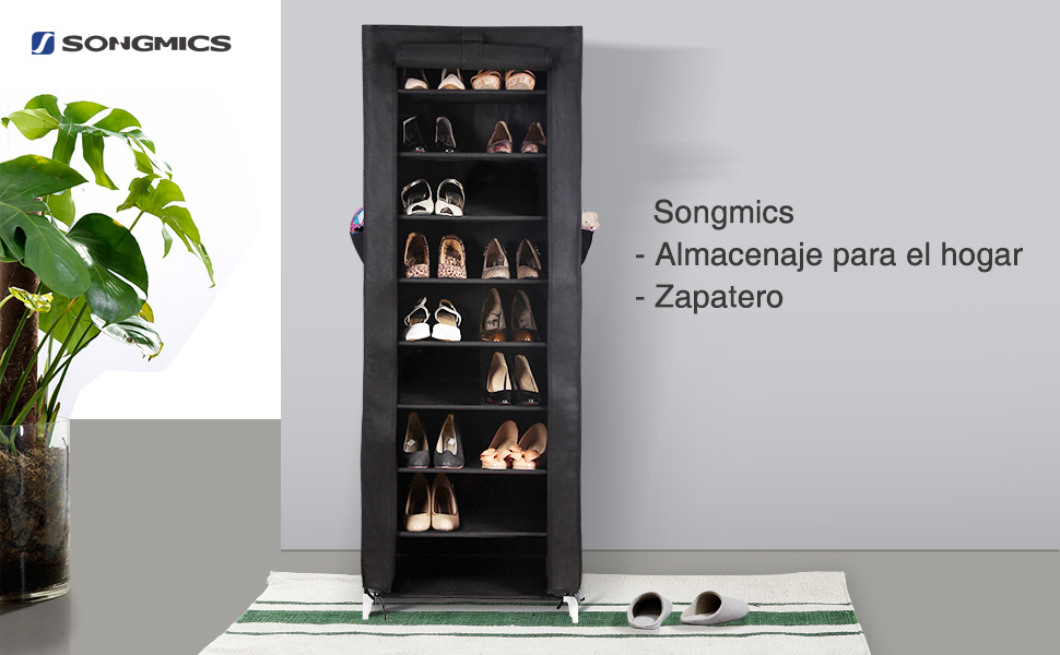 Songmics Organizador de tela de zapatos, zapatero con 10 estantes (58 x
