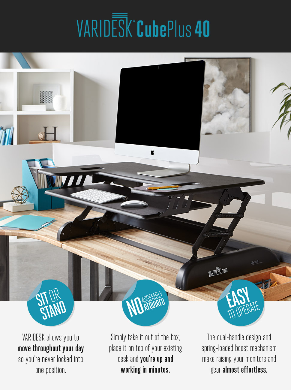 VARIDESK HeightAdjustable Standing Desk for Cubicles