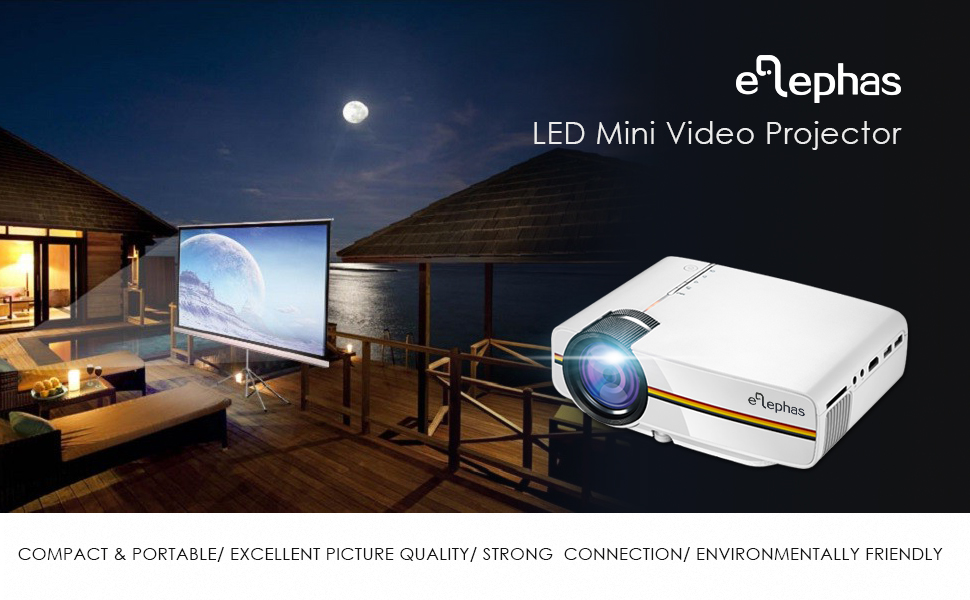 ELEPHAS 1200 Lumens LED Mini Video Projector, Support 1080P
