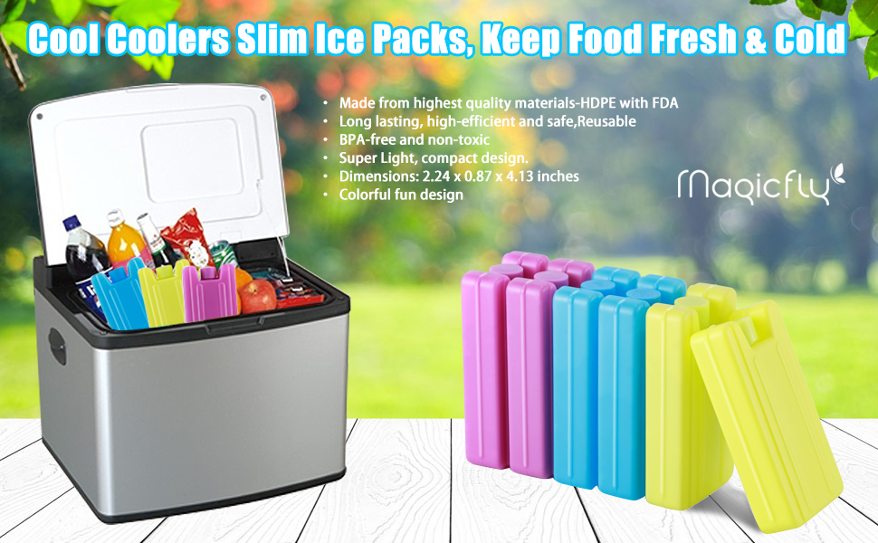 Lunch Ice Packs Reusable, Magicfly Cool Coolers Slim Ice