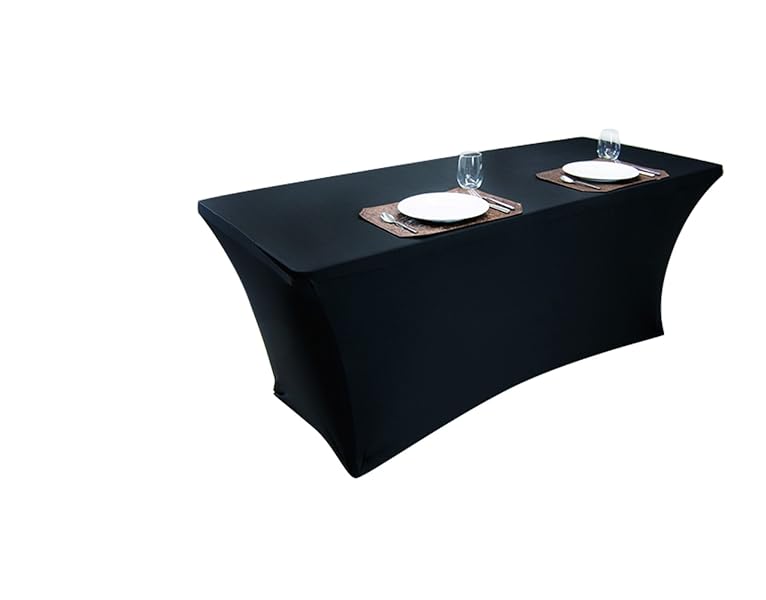 Houseables Black Table Cloths, Fitted Tablecloth Cover, 6