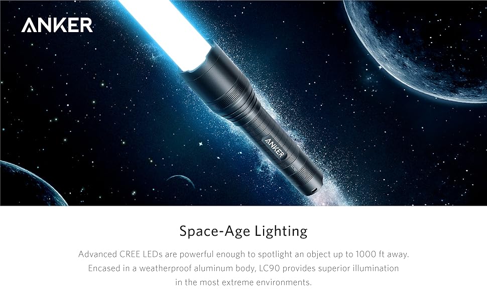 Anker Super Bright Tactical Flashlight, Rechargeable (18650 Battery