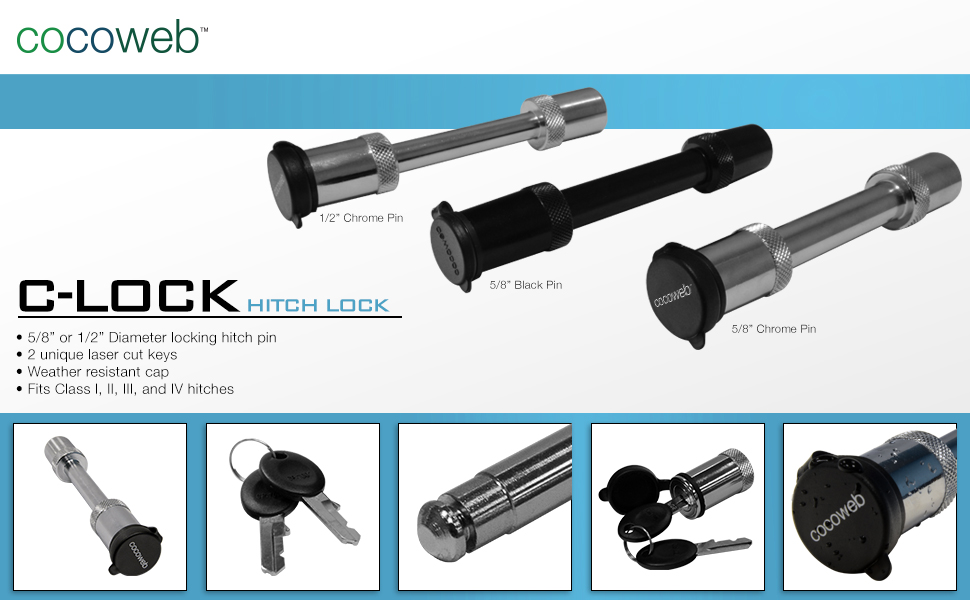 CLock Heavy Duty Locking 5/8 Inch Hitch Pin trailer travel secirity