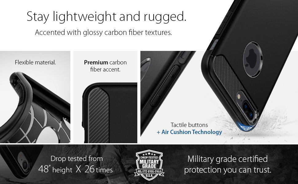 iPhone 7 Plus Case, Spigen [Rugged Armor] Resilient [Black