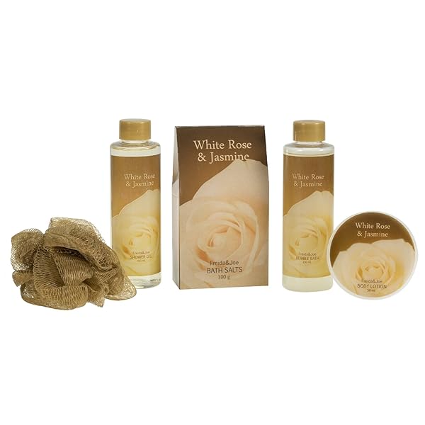 White Rose Jasmine Gold Tub Spa Bath Gift Set Bath And