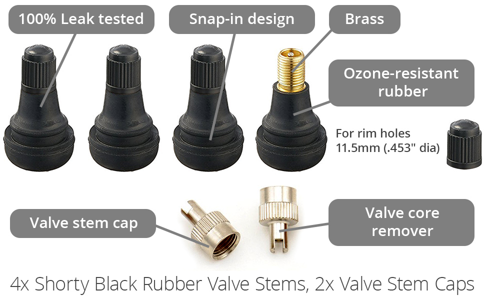 Valve Stem Puller/Installer Tool, 4x Shorty Rubber Valve