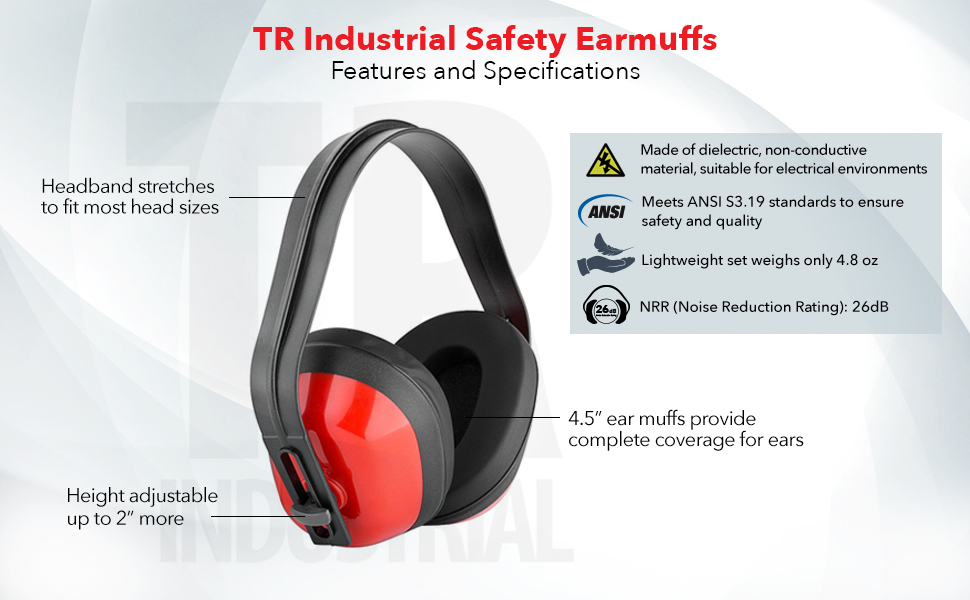 TR Industrial Safety Ear Muffs, ANSI S3.19 Approved