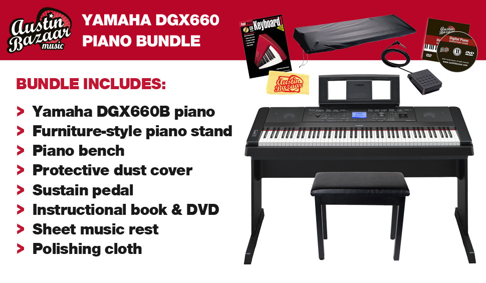 Yamaha DGX660 88Key Portable Grand Digital Piano Bundle Furniture