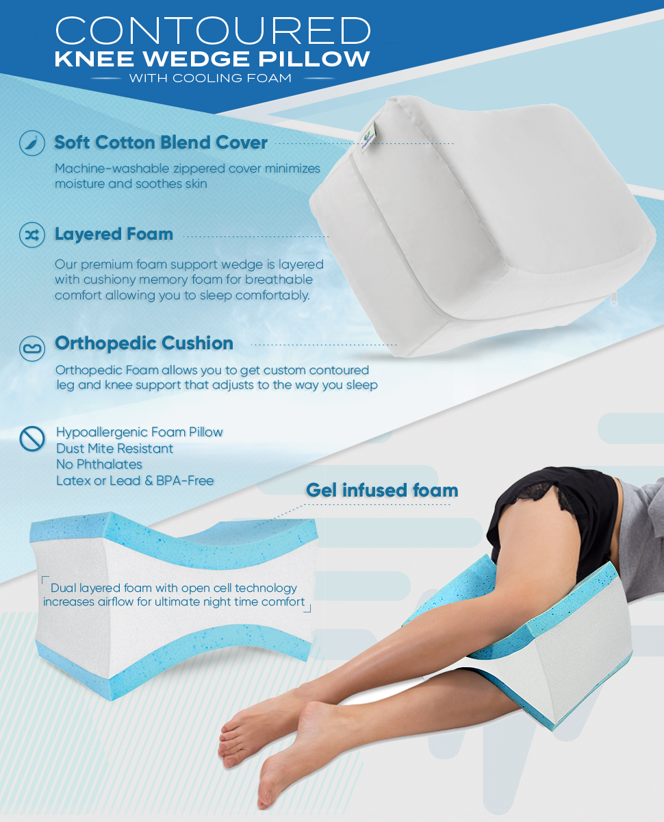 PharMeDoc Knee Pillow Orthopedic Cushion Hip and Joint Pain Relief