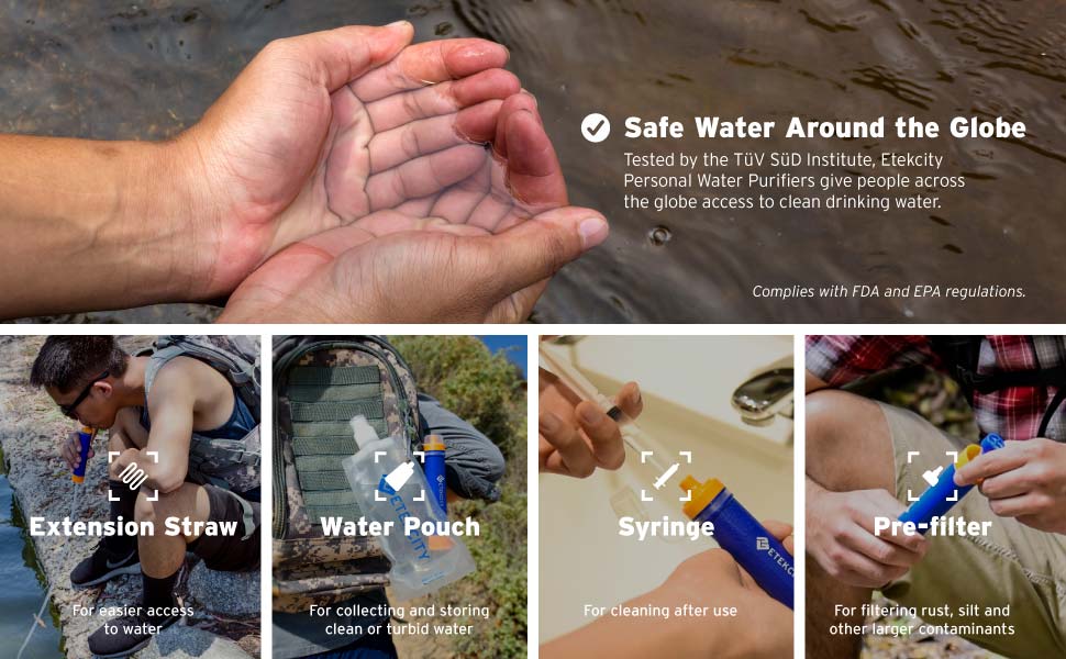 Portable Water Filter Filtration Straw Purifier Survival