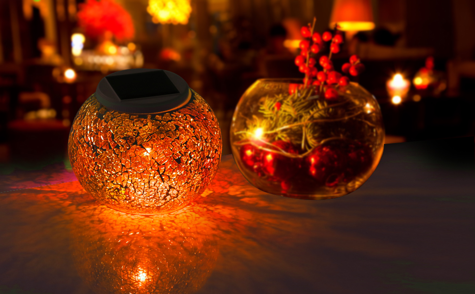 Color Changing Solar Powered Glass Ball Led Garden Lights, Rechargeable