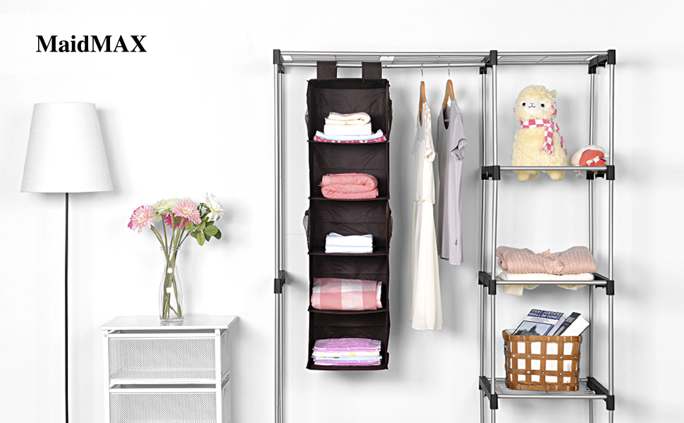 Hanging Closet Organizer, MaidMAX 5Shelf Collapsible