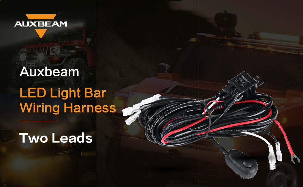 Auxbeam LED Light Bar Wiring Harness Kit 12V 40Amp Fuse Relay ON/OFF