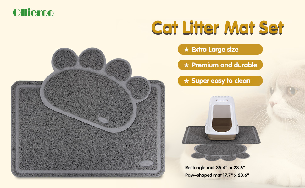 Ollieroo Durable Jumbo Size Cat Litter Mat Extra Large