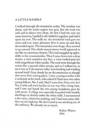 A Little Ramble: In the Spirit of Robert Walser
