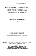 Principles, Dialogues and Philosophical Correspondence book cover
