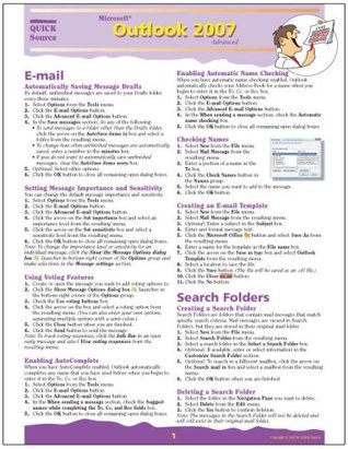 Microsoft Outlook 2007 Advanced Quick Source Reference Guide by Quick ...