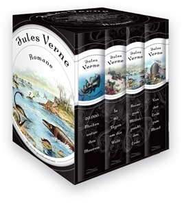 Jules Verne Romane - 20.000 Meilen unter den Meeren - In 80 Tagen um die Welt - Reise zum Mittelpunkt der Erde - Von der Erde zum Mond book cover