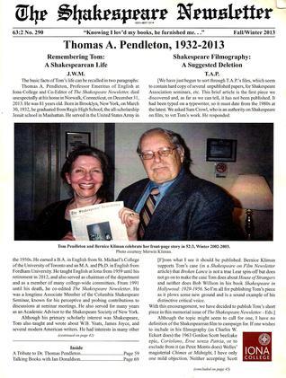 Shakespeare Newsletter (63:2) by Amy Stackhouse | Goodreads