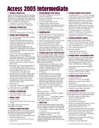 Microsoft Access 2003 Intermediate Quick Reference Guide by Beezix Inc ...