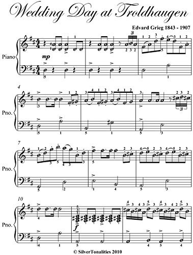 Wedding Day at Troldhaugen Grieg Easy Piano Sheet Music by Edvard