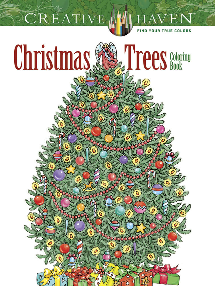 Creative Haven Christmas Trees Coloring Book book cover